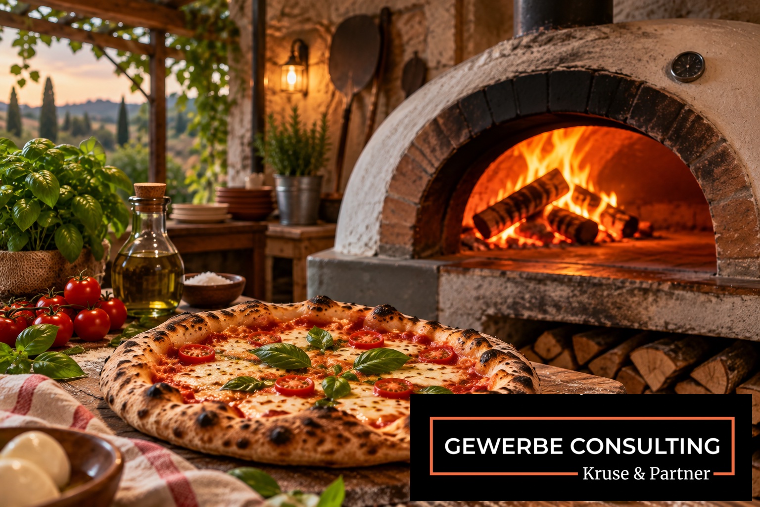 Holzofen-Pizzeria mit modernem Gastraum und schöner Terrasse zu verkaufen